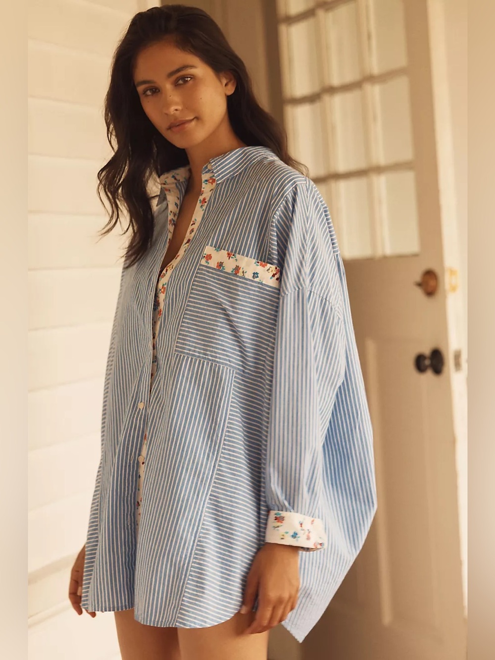 NWT Size L - Anthropologie 100% Cotton Oversized Buttondown Shirt